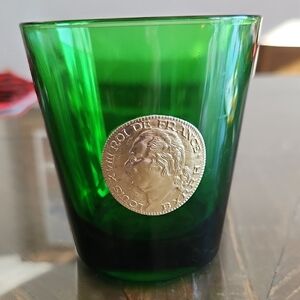 Dubonnet Byrrh Vintage Emerald Green Glass French King Medallion Louis XVIII